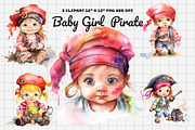 Baby Girl  Pirate Watercolor, an Illustration by Gemstone (Thumbnail 1 of 6)