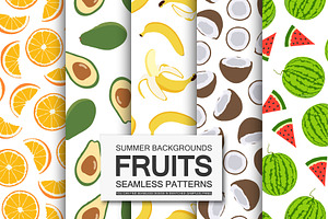 Bright seamless fruits patterns, a Pattern Graphic by ExpressShop