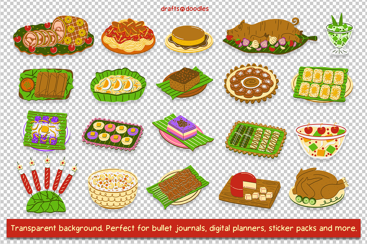 Filipino Christmas Feast Clipart Set, a Food Illustration by Drafts n Doodles (Photo 3 of 3)