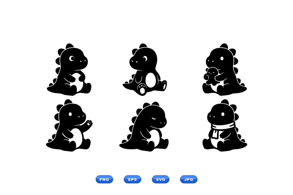Cute Baby Dino Clipart Pack, an Illustration by designvectx (Photo 1 of 3)