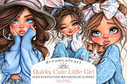 Quirky Cute Little Girl Clipart, an Illustration by DreamCafeArt (Thumbnail 1 of 6)