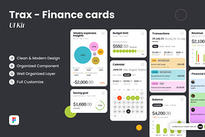 Trax - Finance Cards UI KIT, an UI Kit Template by SLAB! Design
