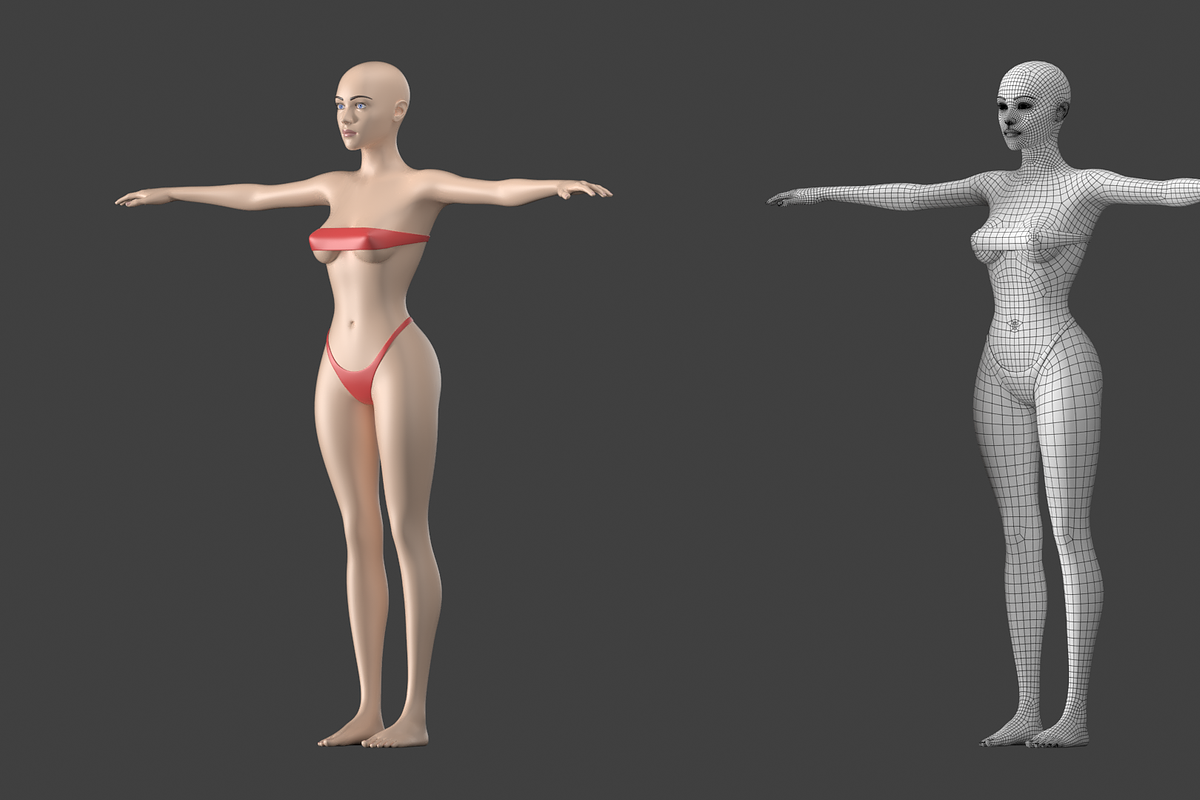 Stylized Female 01 T-Pose Base Mesh, a Characters & Person 3D Model by VK Studio (Photo 10 of 28)