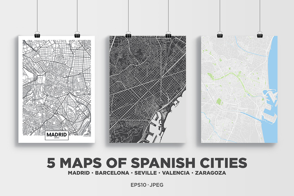 5 maps of Spanish cities, an Illustration by MaximGertsen (Photo 1 of 9)