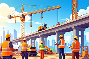 Modern bridge construction crew, a Person Illustration by DanFLCreativo
