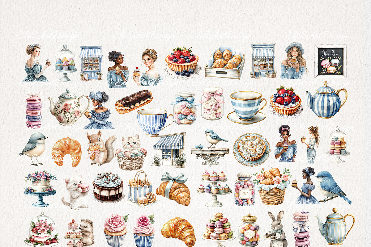French Pastry Clipart 50 PNG, a Food Illustration by EleSArtDesign (Photo 2 of 4)