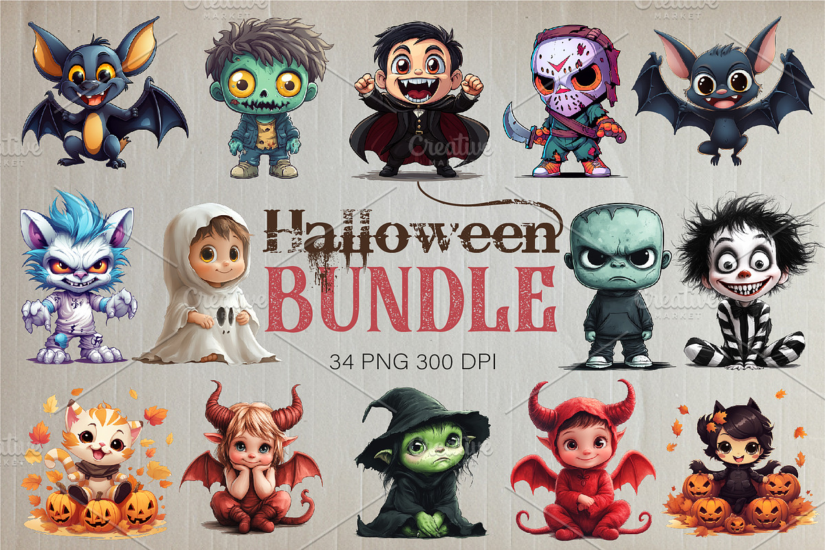 Big bundle of Halloween characters., an Animal Illustration by KENO Mascots (Photo 1 of 12)