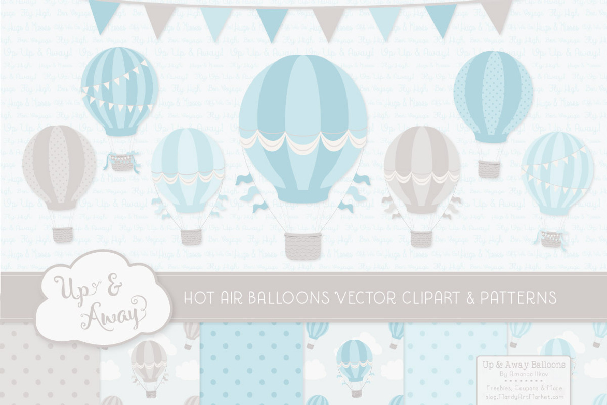 Soft Blue Hot Air Balloons, an Illustration by Amanda Ilkov (Photo 1 of 5)
