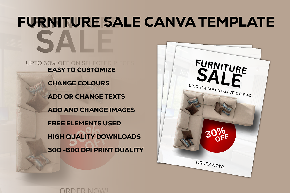 FURNITURE SALE FLYER CANVA TEMPLATE, a Marketing Template by Sipi_Graphics (Photo 2 of 3)