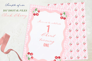 Pink Cherry Frames DIY Clipart