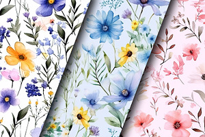 Watercolor Wildflowers Digital Paper