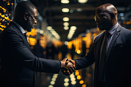 Business man handshake on the bokeh, a Photo by SaroStock