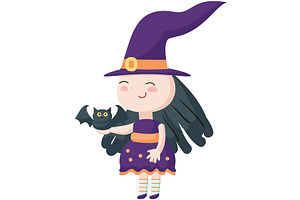 Witch holding bat on hand vector, a Person Illustration by SiberianArt