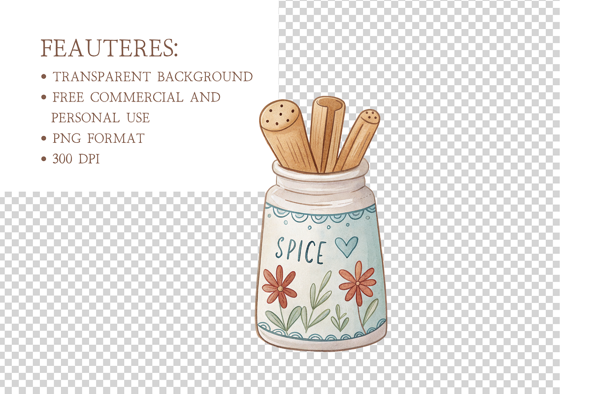 Cute Baking Watercolor Clipart, an Illustration by MockupWizard (Photo 4 of 5)
