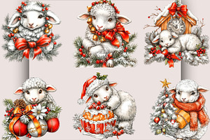 Whimsical Christmas Baby Sheep, an Animal Illustration by SVGArt