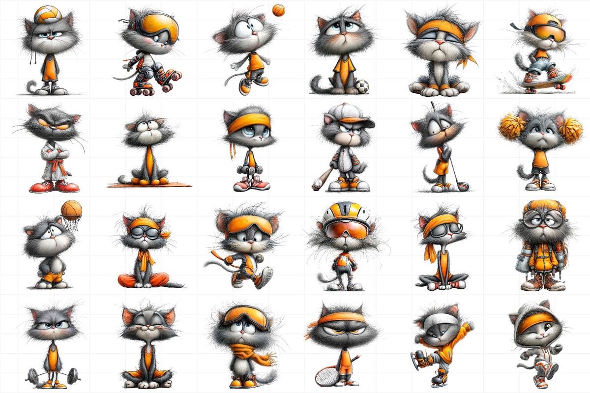 Sporty Cat Clipart Bundle, an Illustration by Daily.Designs (Photo 5 of 5)