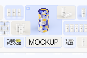 Paper Tube Package Mockup Set 2