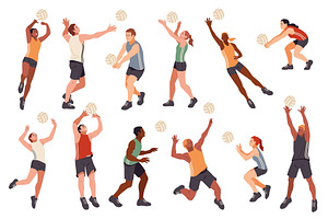 Cartoon volleyball players, a Sport Illustration by YummyBuum
