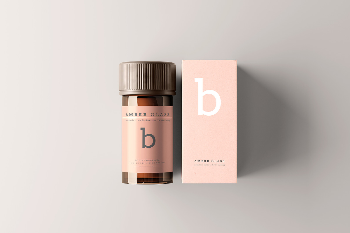Amber Glass Bottle Mockup, a Cups & Container Mockup by pmvch (Photo 5 of 20)