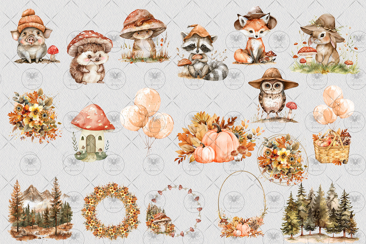 Woodland Animals Fall Clipart, an Illustration by BigCakeBee (Photo 3 of 4)