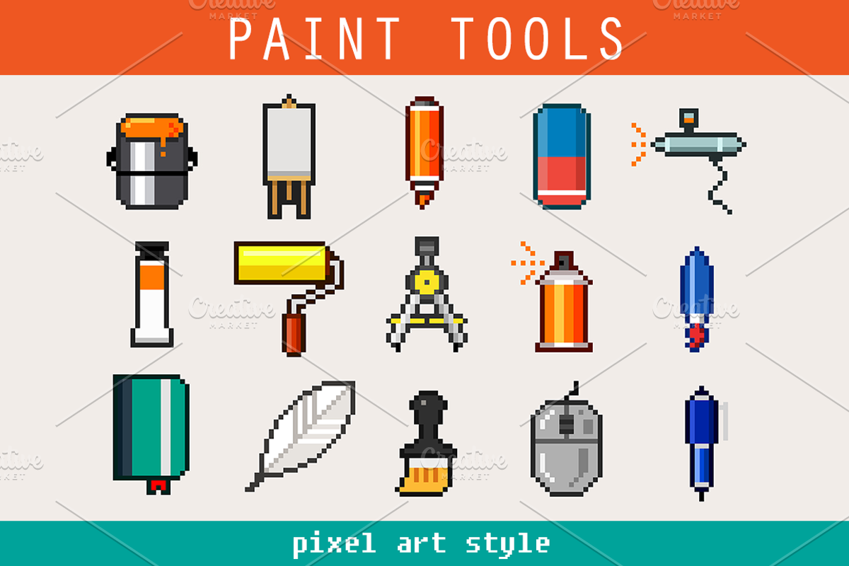 Paint Tools Pixel Art Icons