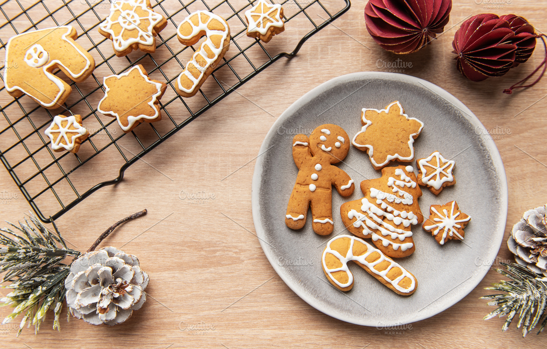 Christmas gingerbread cookies decorating with white icing for ho, a Holiday Photo by Olena Rudo