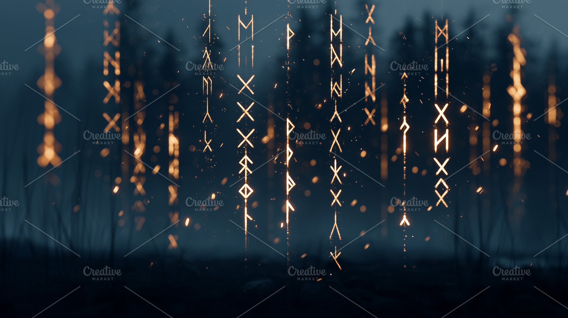 Glowing ancient runes floats, a Background Photo by MistyDay