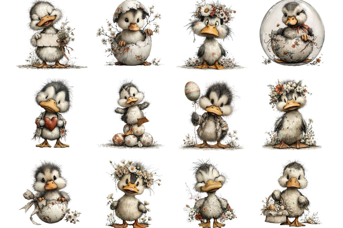 Whimsical Easter Duck Clipart, an Illustration by Designking (Photo 2 of 5)
