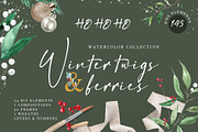 HOHOHO Christmas watercolor BUNDLE, a Seasonal Illustration by LeriaArt watercolor (Thumbnail 9 of 24)
