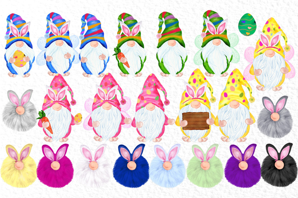 Easter Bunny Gnomes, Gnomes clipart, an Illustration by vivastarkids (Photo 2 of 7)