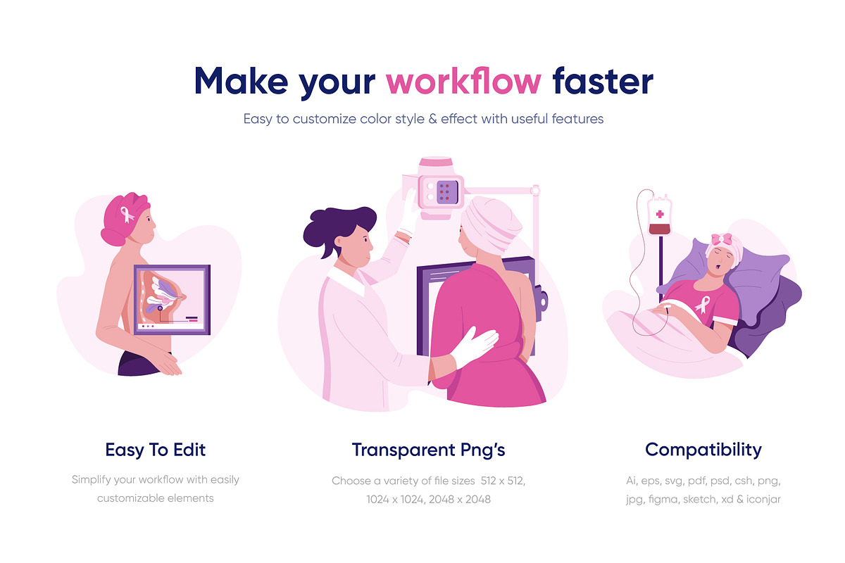 Breast Cancer Vector Pack, a Person Illustration by Prosymbols (Photo 4 of 8)