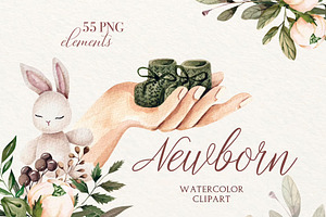 Watercolor Newborn Clipart