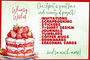 Strawberry Cake Watercolor Clip Art, a Food Illustration by Whimsy & Wishes (Thumbnail 4 of 5)