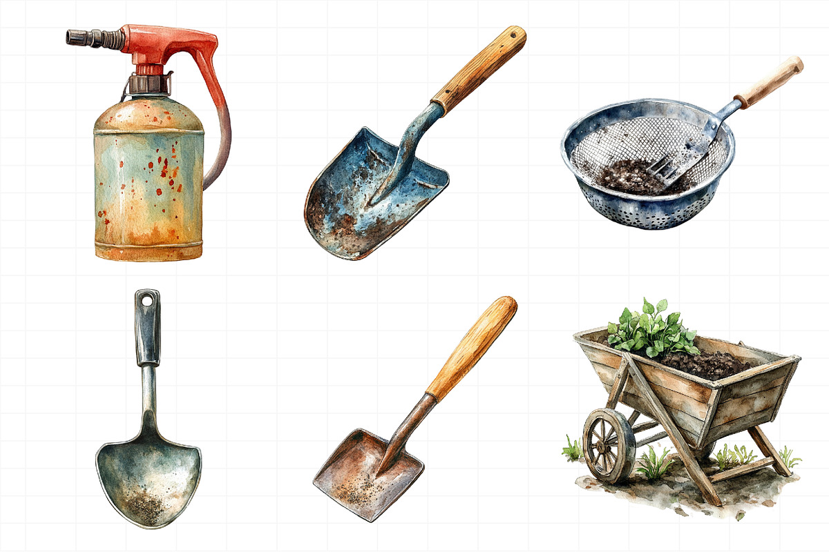 Watercolor Garden Tool Clipart, an Illustration by Daily.Designs (Photo 6 of 7)