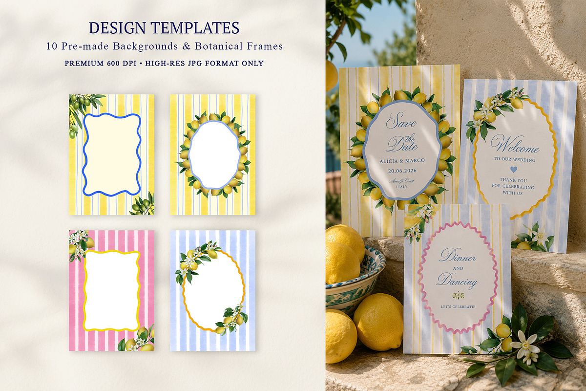 Amalfi Lemon Mediterranean Clipart, a Decorative Illustration by SunnJaneArt (Photo 9 of 17)
