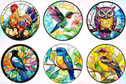 Birds Round Stained Glass Clipart, an Animal Illustration by Canvas Craft (Thumbnail 3 of 3)