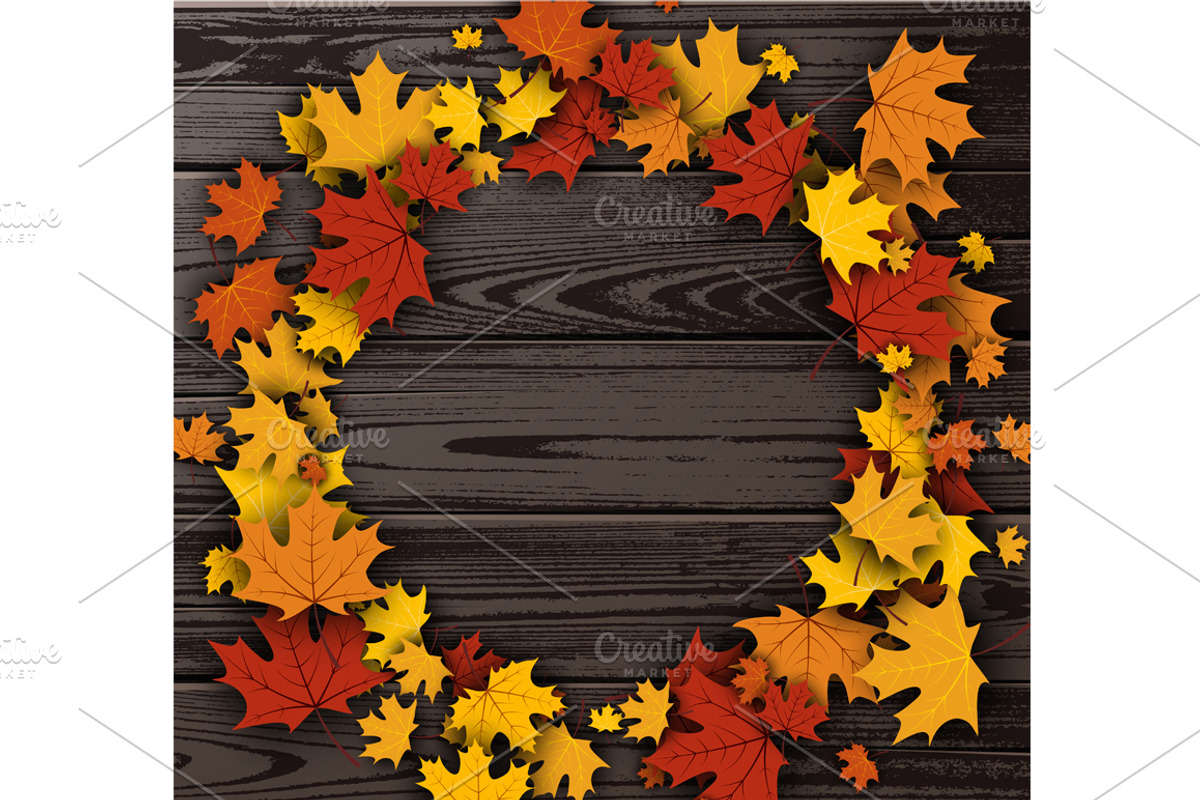 Wooden texture set with maple leaves, a Decorative Illustration by Vjom (Photo 4 of 9)
