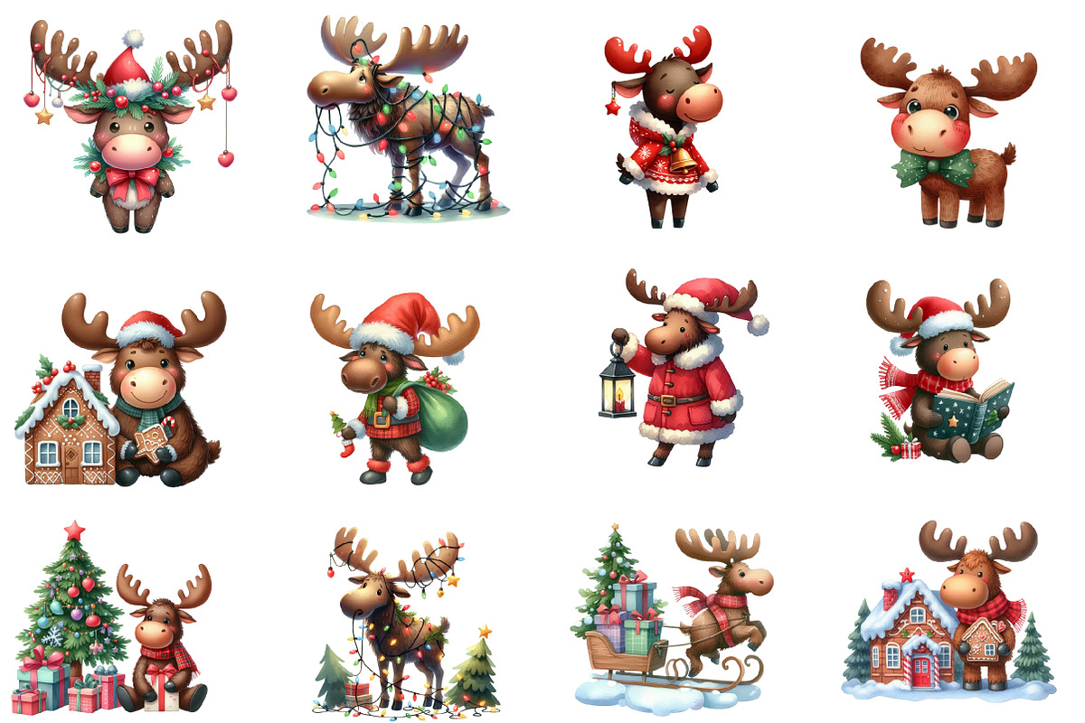 Cute Christmas Moose Sublimation, an Illustration by Designworld (Photo 4 of 5)