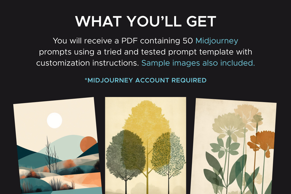 50 Boho Wall Art Midjourney Prompts, an Object Graphic by MadeByAI Studio (Photo 2 of 5)