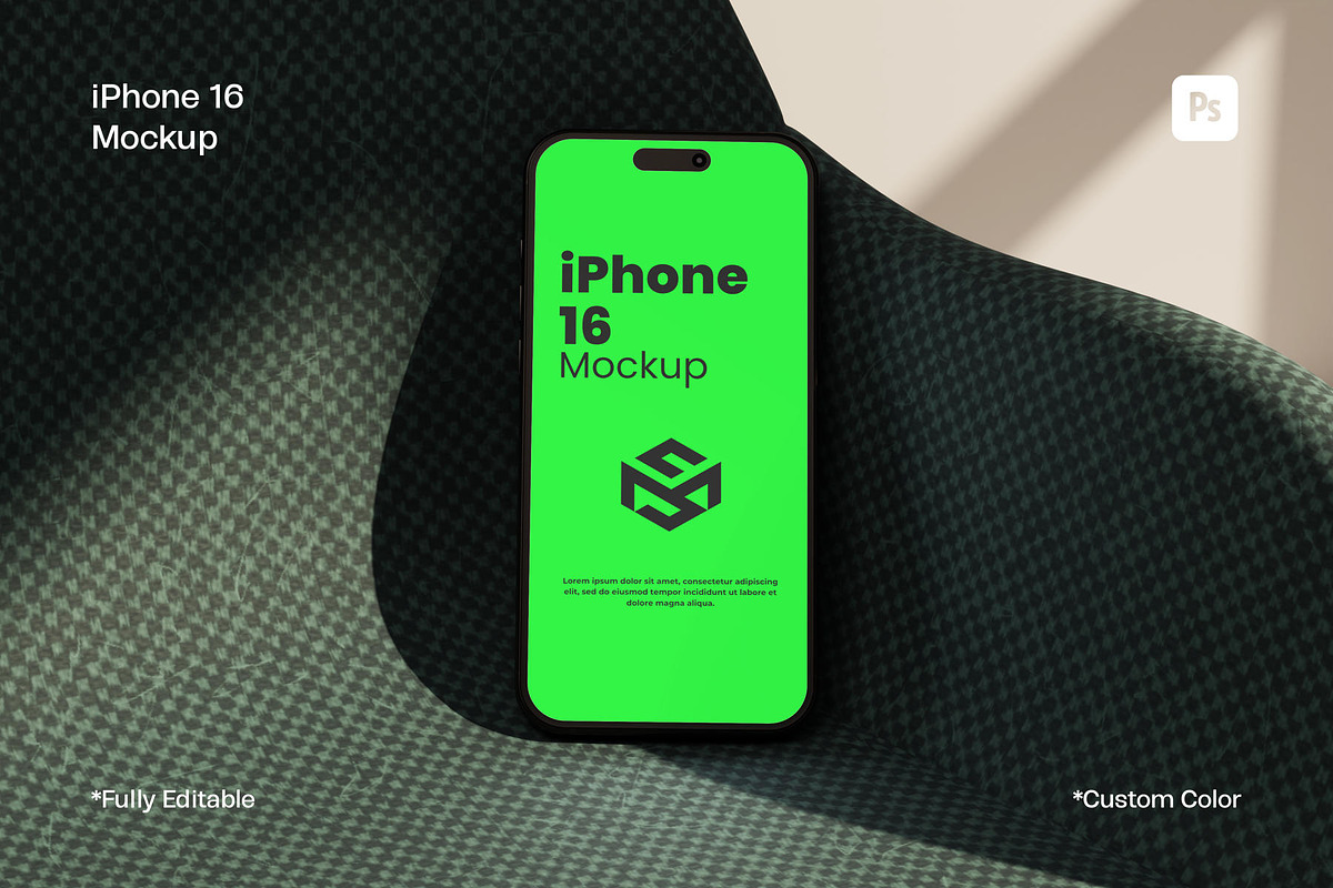 iPhone 16 Mockup, an iPhone Mockup by sweetmaroon.studio (Photo 1 of 4)