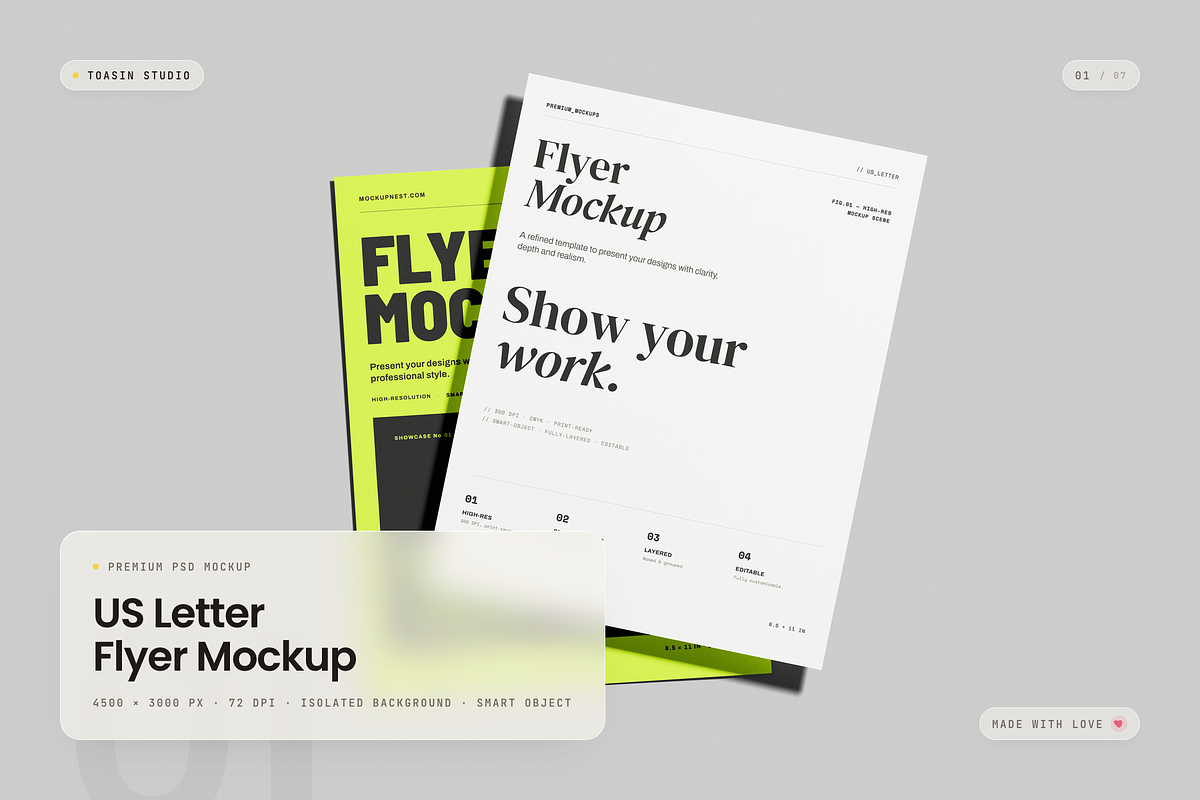 US Letter Flyer Mockup, an Advertising Mockup by Toasin Studio (Photo 1 of 7)
