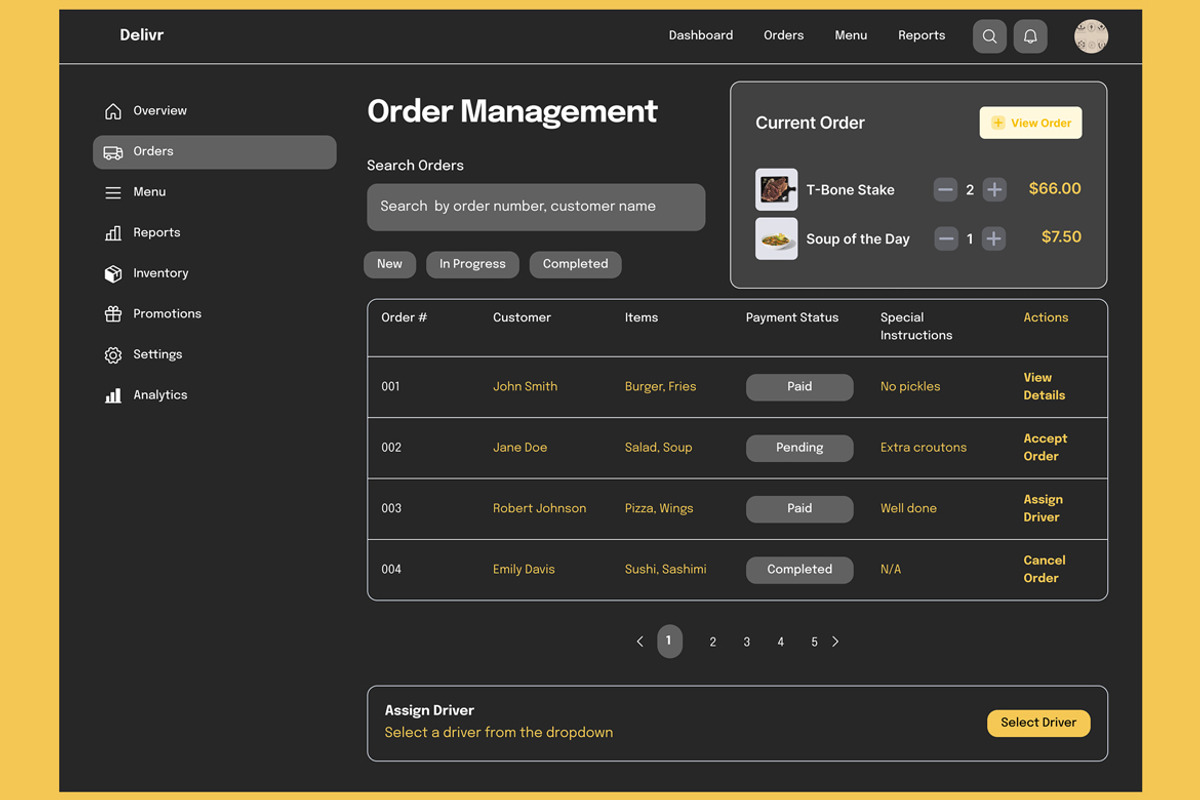 Food Delivery, Restaurant Dashboard, an UI Kit Template by nagaredesignstudio (Photo 3 of 5)