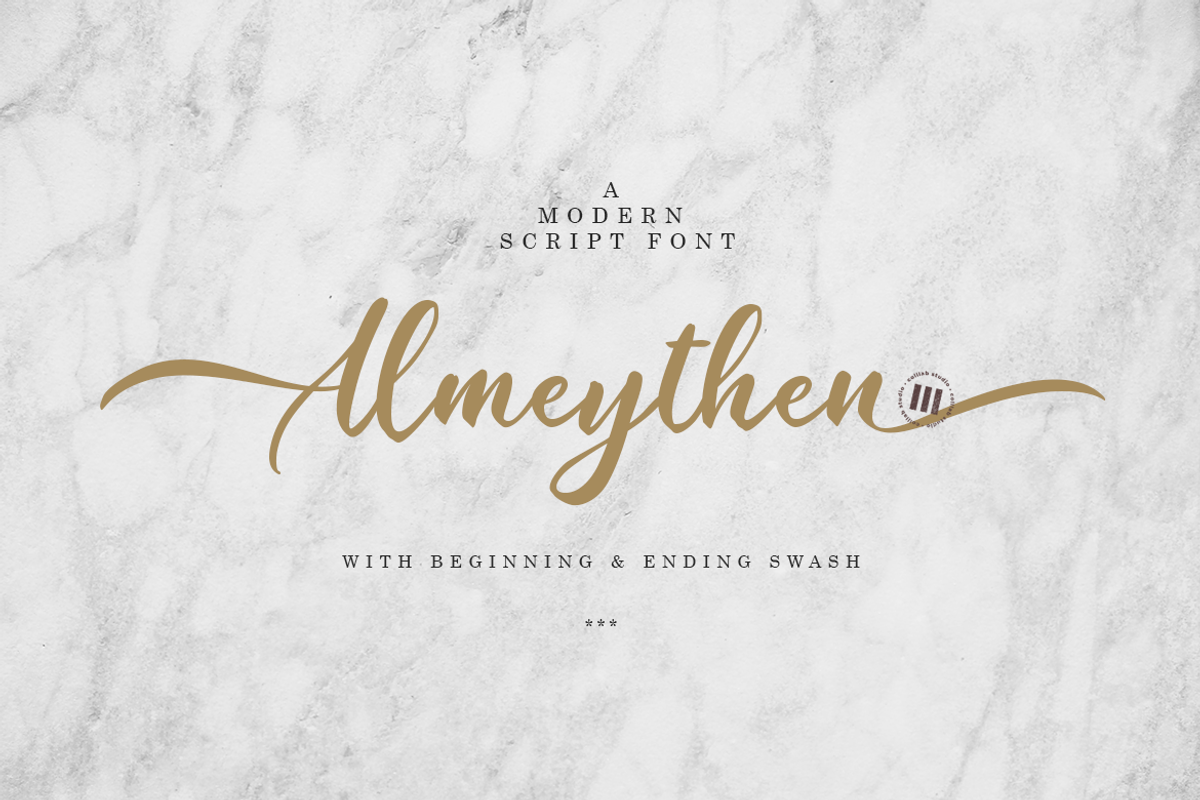 Almeythen | A Modern Script Font, a Script Font by Colllab Studio (Photo 1 of 12)