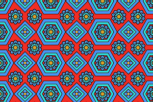 Asian Red Blue Gold Pattern Seamless, a Pattern Graphic by Sharon Schwalbe