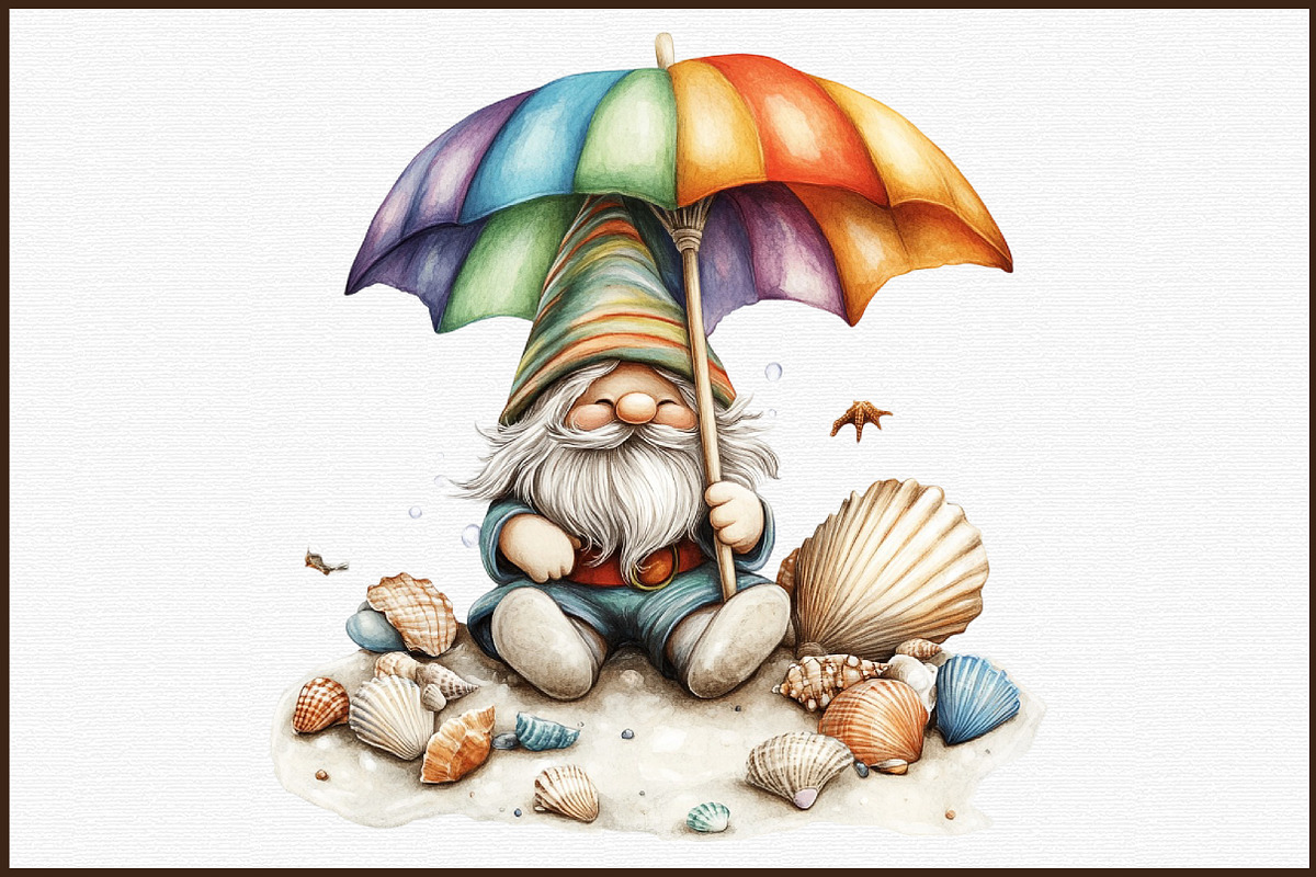 Watercolor Summer Beach Gnome Clipar, an Illustration by Sublimation Artist (Photo 3 of 6)