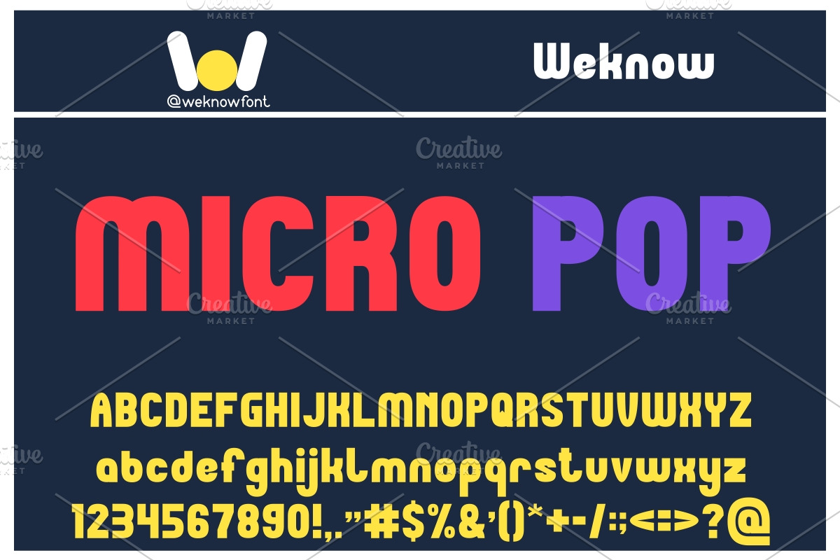 Micro Pop font, a Sans Serif Font by weknow (Photo 1 of 5)