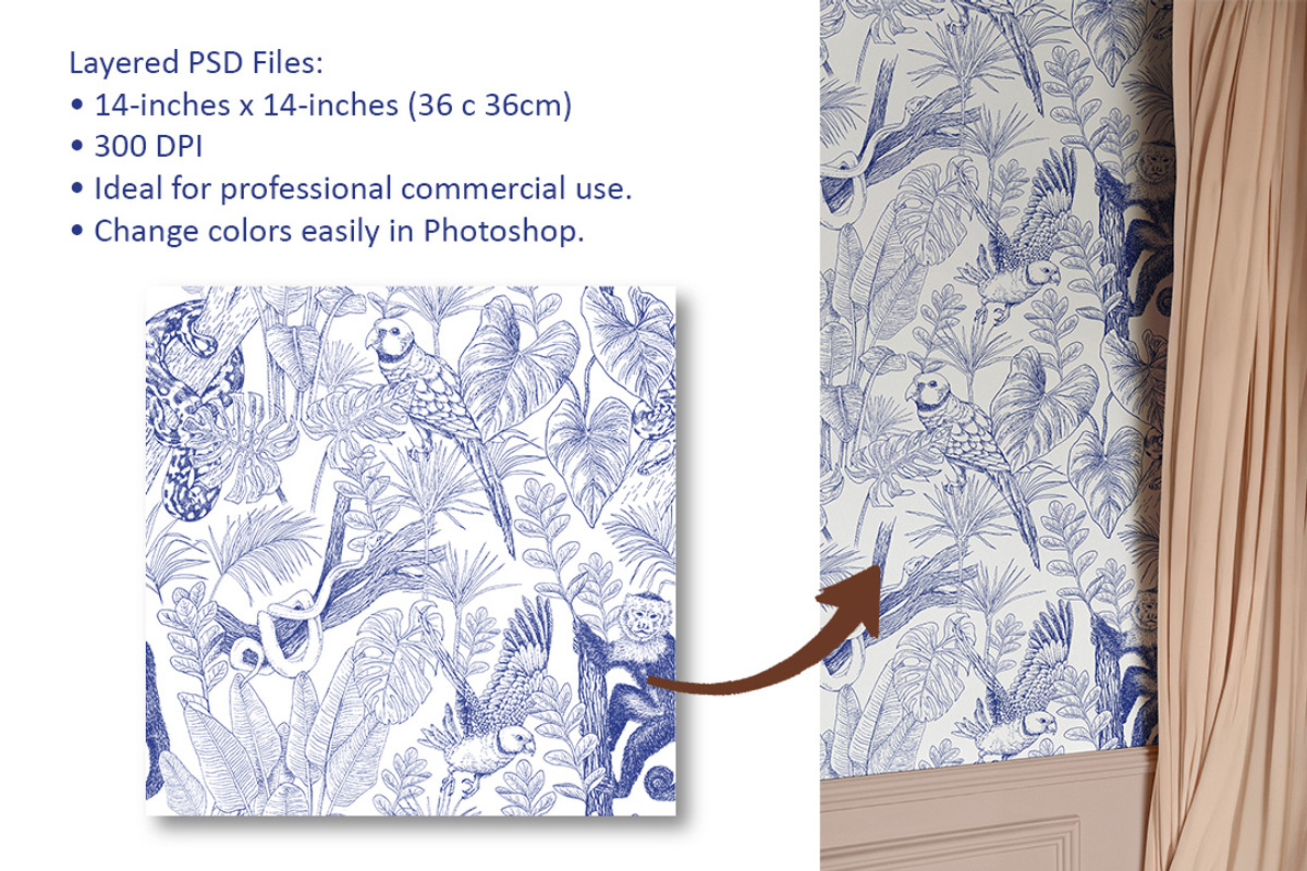 Jungle Toile de Jouy Pattern, a Pattern Graphic by Stylus & Bloom (Photo 4 of 8)