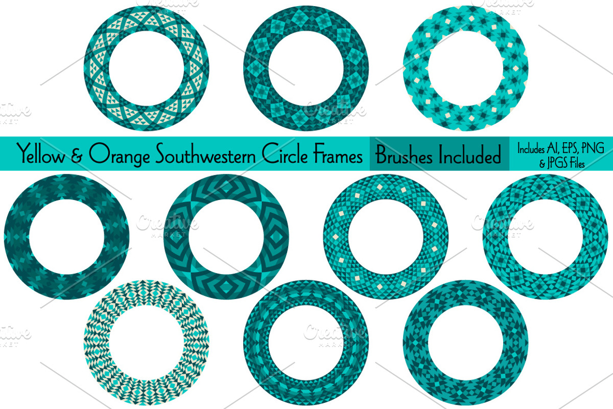 Blue Southwestern Circle Frames, a Pattern Graphic by Melissa Held Designs (Photo 1 of 3)
