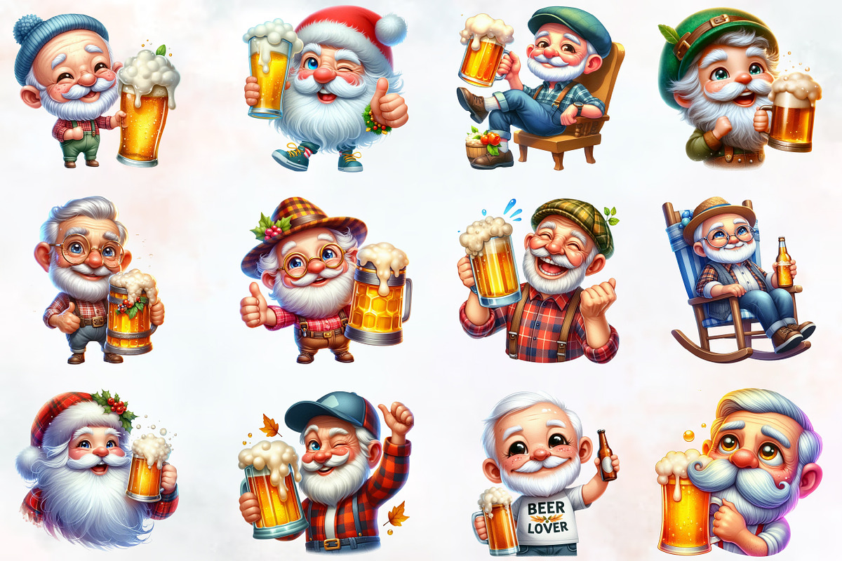 Funny Beer Loving Grandpa Clipart, an Illustration by RobertsArt (Photo 2 of 7)