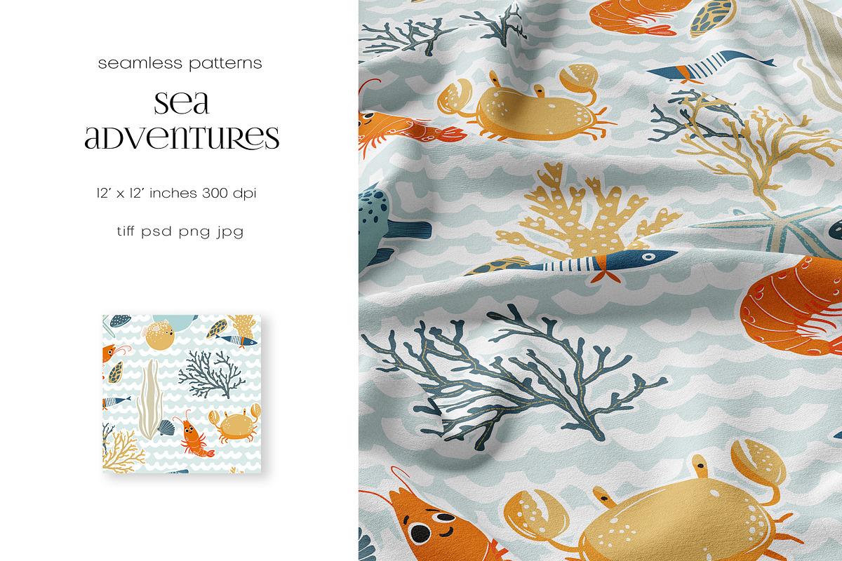 Kids Patterns Sea Adventure, a Pattern Graphic by PROTEA Watercolor Studio (Photo 8 of 11)